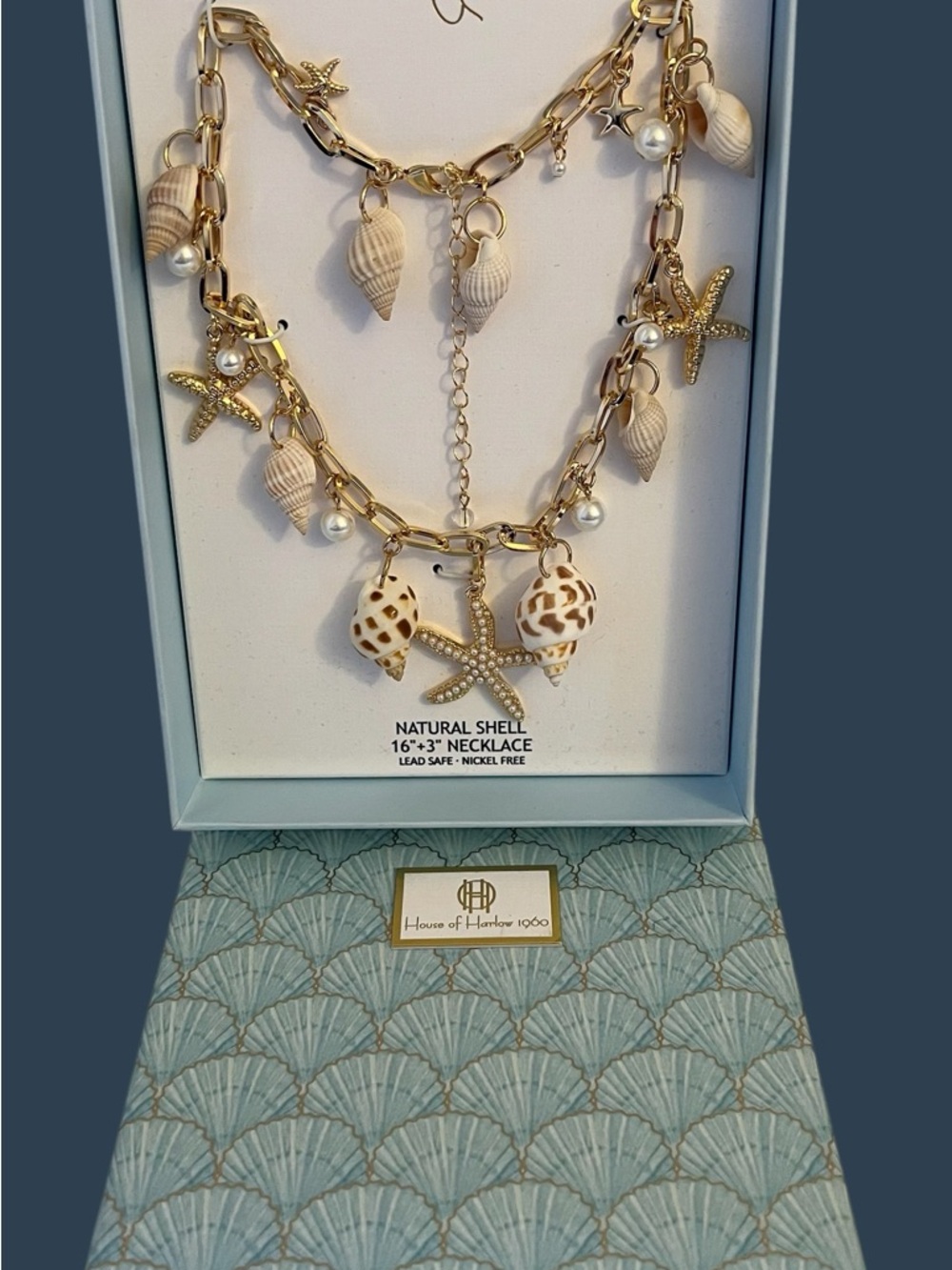 House of Harlow 1960 Gold-Tone Shell & Starfish Charm Necklace - White